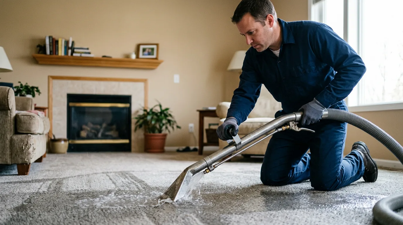 Water damage restoration technician working near Wapiti, WY